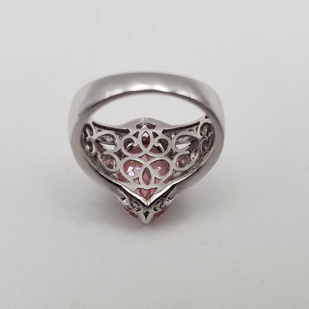 DK Sterling Silver 925 Pink Kunzite & Clear CZ Stone Ring - Size 7 - Picture 10 of 14